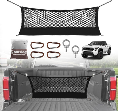 Muslogy Truck Bed Cargo Net Trunk Netting Compatible with 2023-2025 2026 Honda CR-V Accessories, Pickup Cargo Organizer SUV Sedan Storage Net w/Heavy Duty Carabiners - Colors A