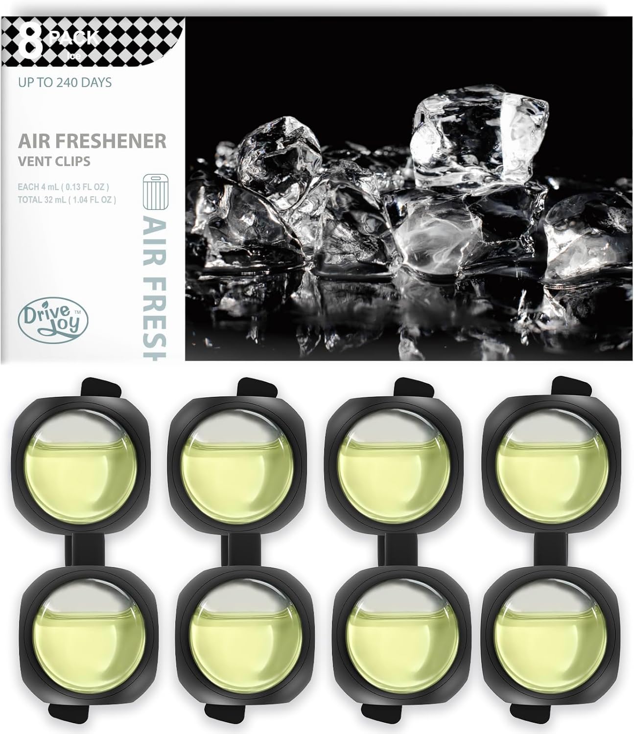 DRIVEJOY Car Air Freshener Vent Clips, 8 PK, 6 Ocean, 2 New Car Scent, Long Lasting Air Fresheners for Men & Women, Up to 240 Days, Odor Eliminator