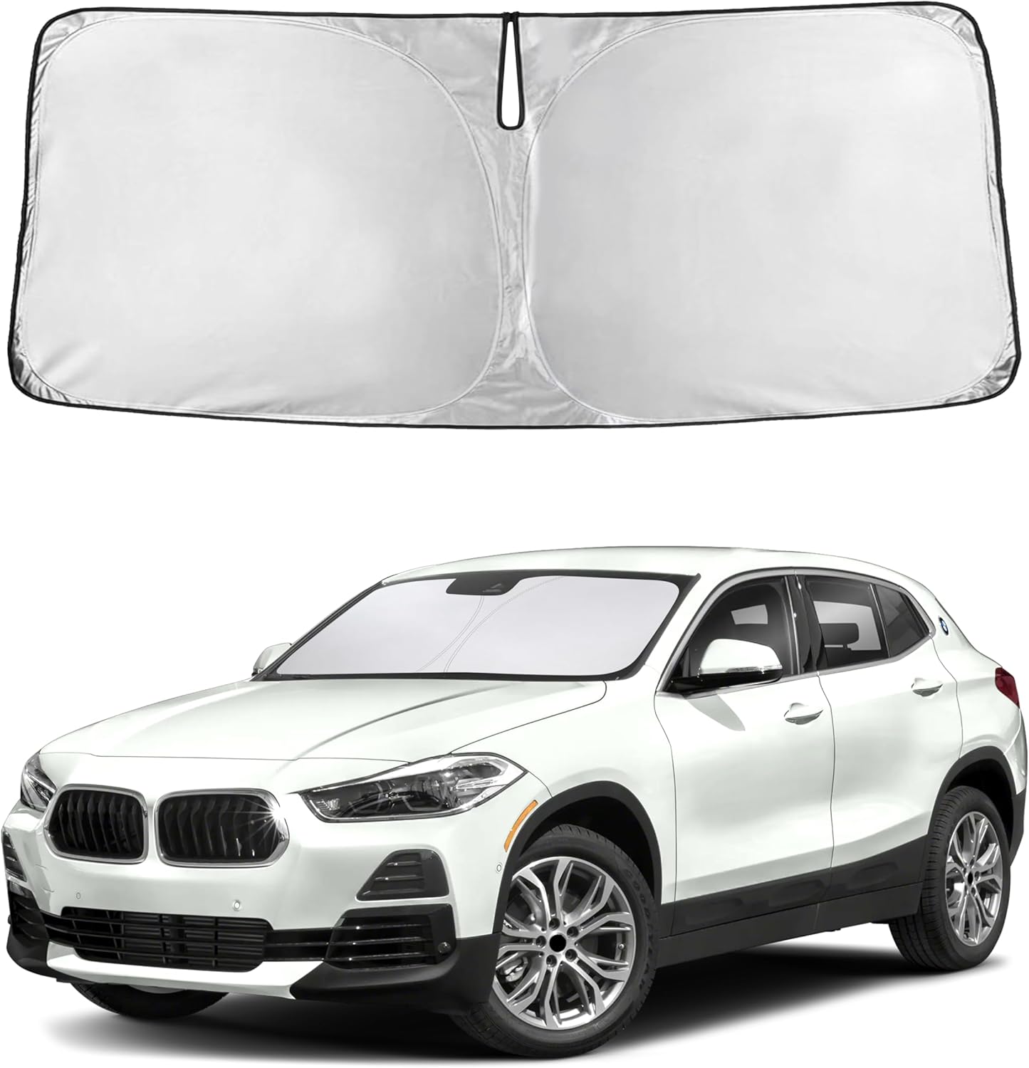 EcoNour Car Windshield Sun Shade | 2025 Upgraded Innovative No-Light-Pass Technology for Maximum Coverage | Foldable Sun Shade Keeps Your Vehicle Cool | Must-Have Car Accessories | Small (59" x 29") - Colors J