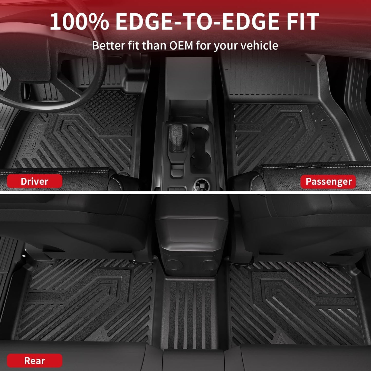 LASFIT Floor Mats for Honda CR-V 2026 2025 2024 2023 (Gasoline & Hybrid & e:FCEV), All Weather TPE Custom Fit Anti-Slip Pet Friendly Car Liners, 1st & 2nd Row Black