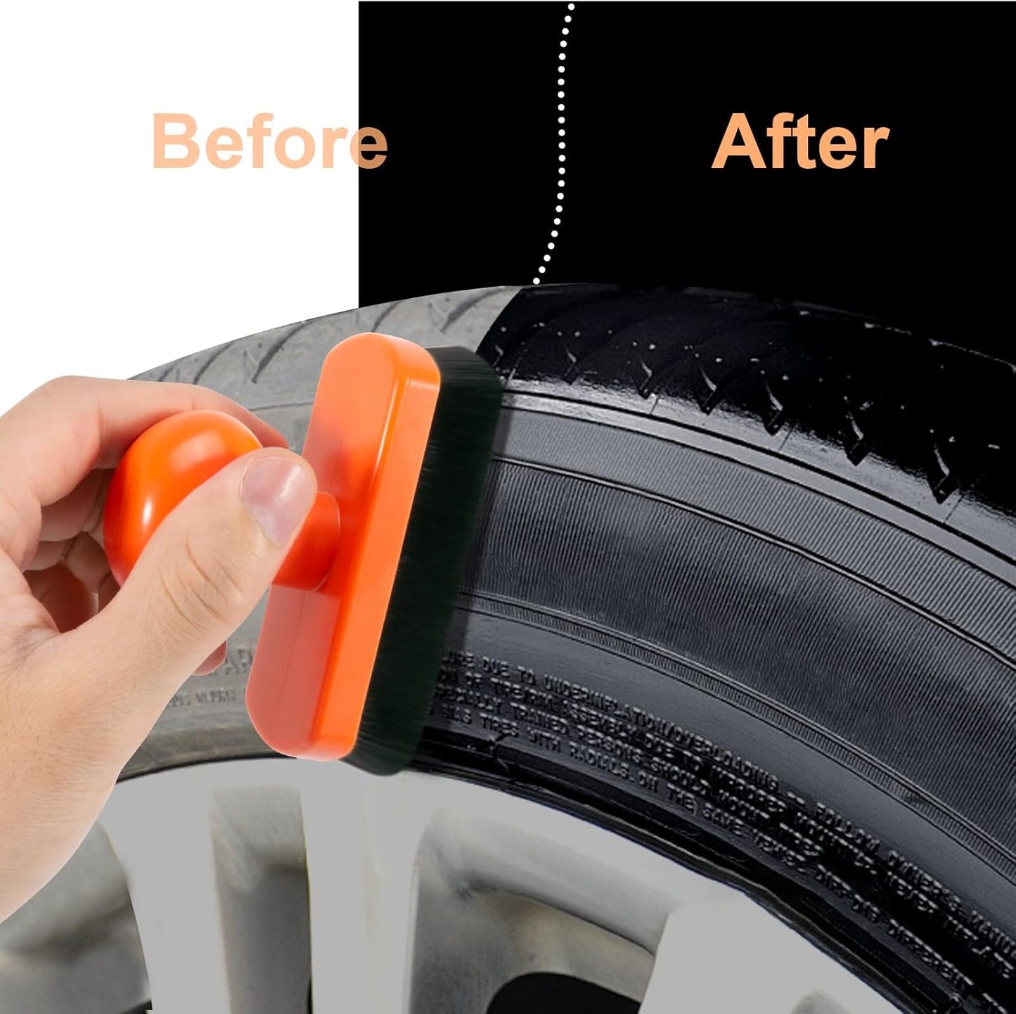 UNIMEIX Tire Shine Applicator Brush Large Vegan Tire Shine Brush with Storage Stand for Vehicles Tire Shine Polish Wax and Car Wash