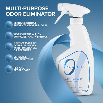Zero Odor Multi-Purpose Odor Eliminator - Eliminate Air & Surface Odor – Patented Technology Best for Bathroom, Kitchen, Fabric, Closet- Smell Great Again, 8oz (Over 1000 Sprays)