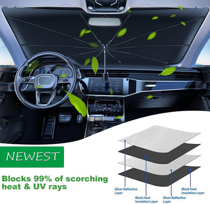Windshield Sun Shade 2025 Car Accessories 100% Blackout Car Front Windsow Shades Umbrella Automotive Sun Visor Block Heat Insulation Protection (Black Eyes)