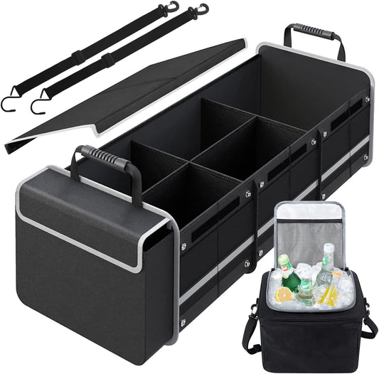 Car Trunk Organizer,Heavy Duty Collapsible 95 L Capacity Car Trunk Storage Organizer,Multi-Compartment Pockets, Adjustable Straps - Ideal for Travel, Camping, Shopping,Perfect for SUV, Truck, Sedan