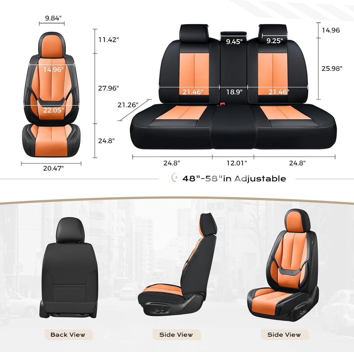 Coverado Seat Covers Full Set, Black Seat Covers for Cars 5 Seats, Car Seat Protector, Waterproof Nappa Leather Car Seat Cushion, Front and Rear Car Seat Cover Fit for Most Sedans SUV Pick-up Truck - Colors A
