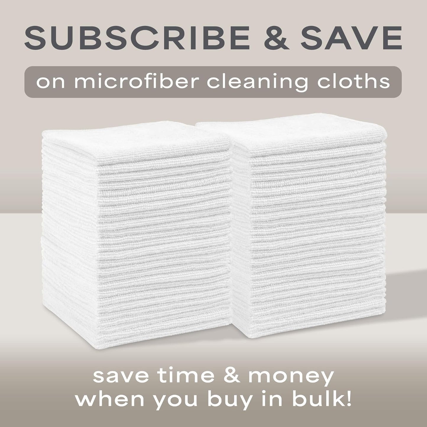 S&T INC. 50 Pack Microfiber Cleaning Cloth, Bulk Towels for Home, Reusable Microfiber Towels for Cars, Cleaning Rags, White, 11.5 Inches x 11.5 Inches, 50 Count