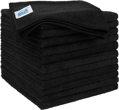 HOMEXCEL Microfiber Cleaning Cloth 12 Pack, 12.5 x 12.5 inch Microfiber Towels for Cars, Ultra Absorbent Washing Cloth, Lint Free Streak Free Cleaning Rags for Car, Kitchen, and Window (Grey)