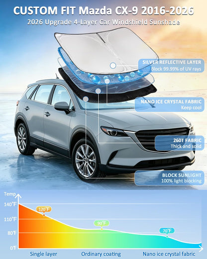for Toyota Tacoma 2016-2023 2024 2025 2026 Sun Shade Sunshade Windshield Cover - 4 Layers Front Window Shade Custom Fit Tacoma 2Dr 4Dr Pickup Sun Visor 240T Shade Blocks UV Rays Car Accessories - Colors E