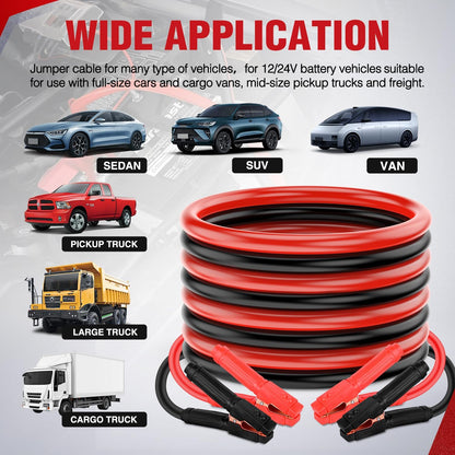 Nilight Jumper Cables for Car Battery 8 Gauge 12 FT Booster Cable Heavy Duty 250 A CCA with Carrying Bag Jump Start Emergency Kit Pickup Vans SUV Sedan Motorcycle