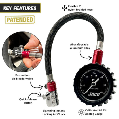 JACO ElitePro-X Tire Pressure Gauge with Lightning Chuck (100 PSI)