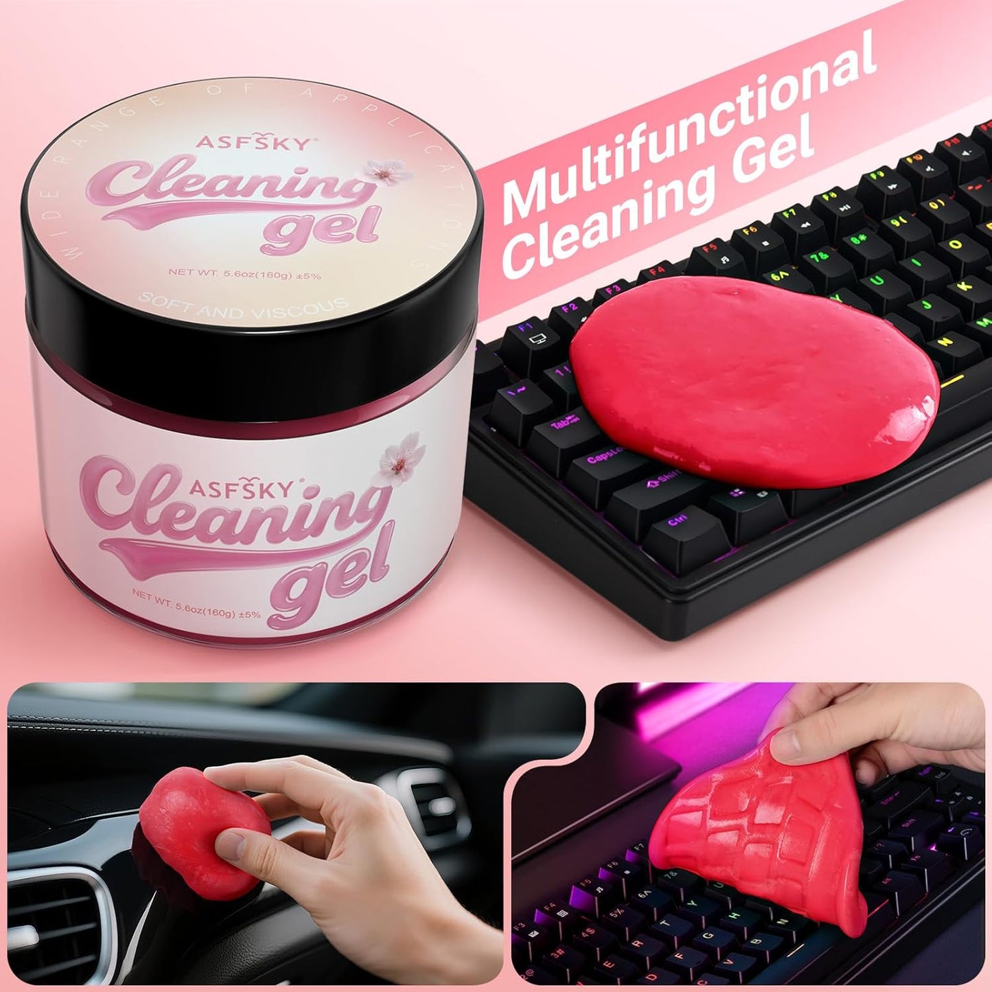 ASFSKY Car Cleaning Gel (Blue,Mint) Cleaning Putty Universal Dust Cleaning Car Interior Cleaner Keyboard Dust Remover Car Slime Gifts for Men Women girl（1 pack）
