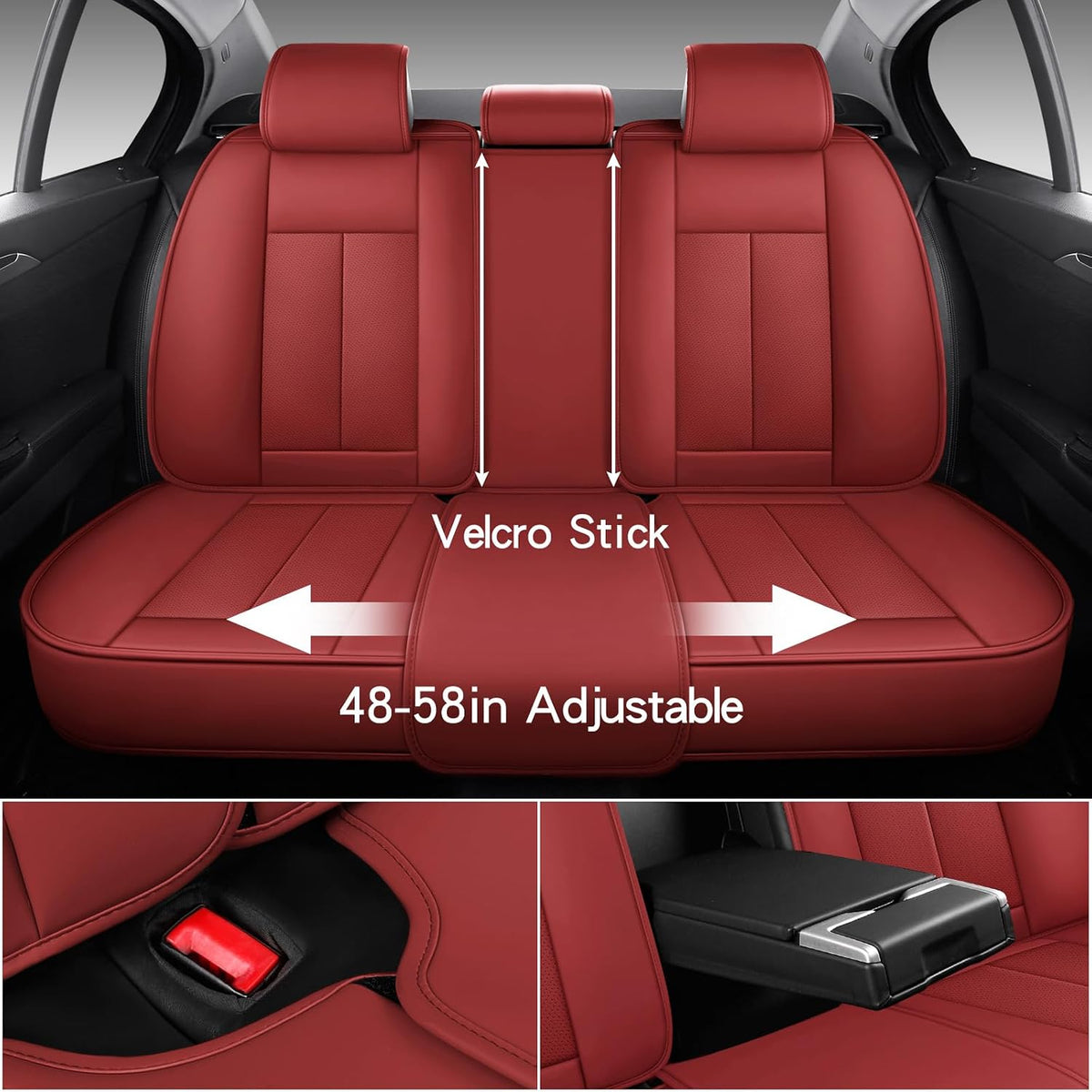 MINGBRON Car Seat Cover Full Set, Leather Car Seat Cover, Waterproof Seat Covers, Car Seat Cushion, Nappa Leather Seat Covers Car Seat Protector Universal Fit Most Cars Black