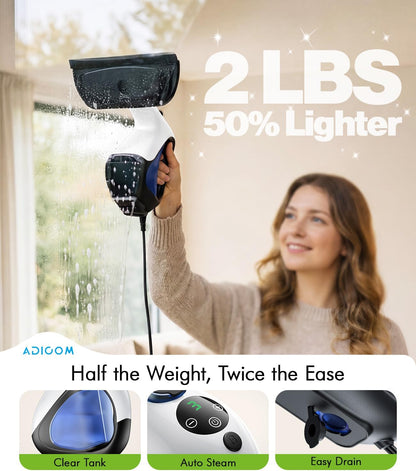 Handheld Steam Cleaner for Home 3s Instant Heat-Up No Need to Wait, Upgrade 2 LB Light Weight Easy Refill Portable Steamer Cleaner for Furniture Couch Grout Walls Kitchenware (White)