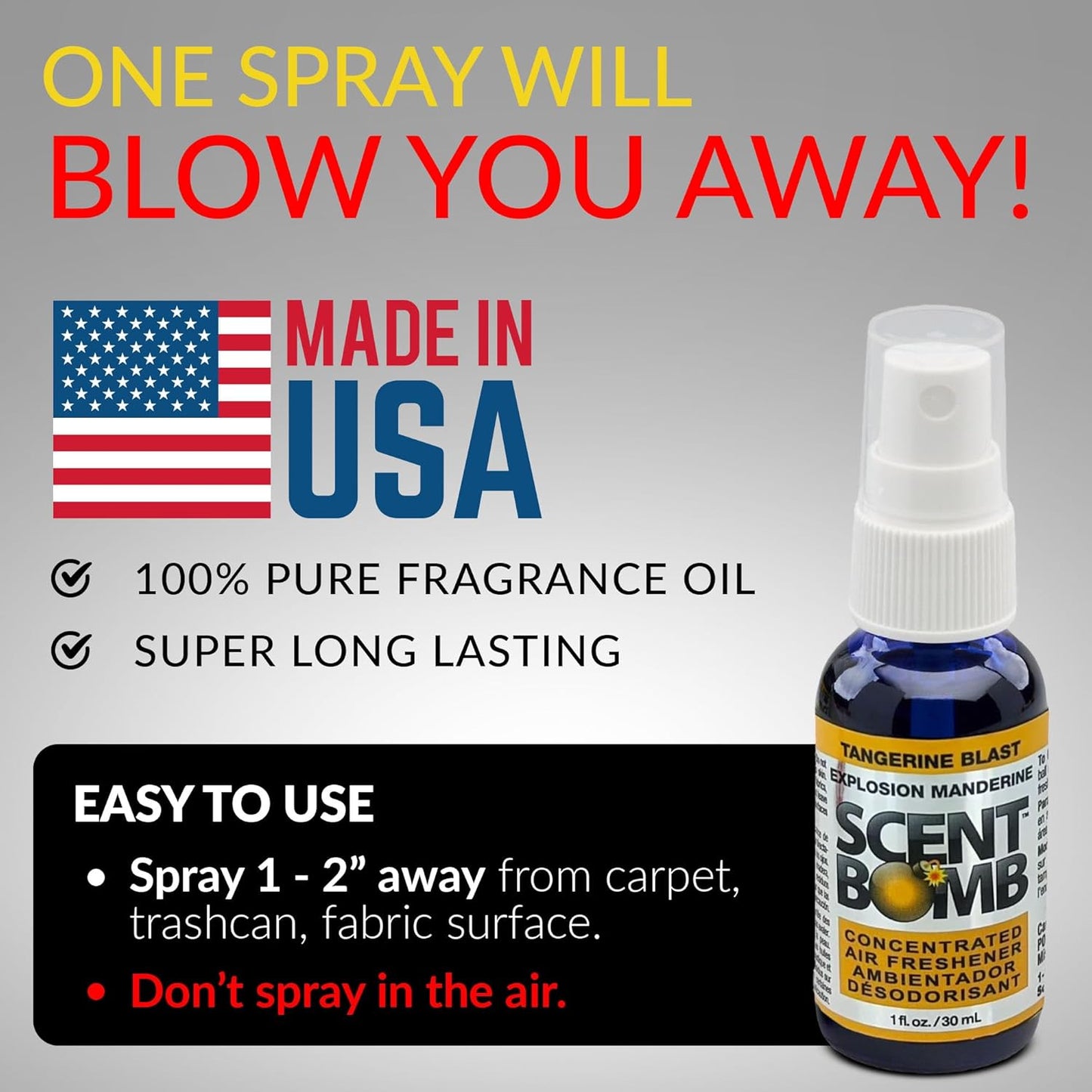 Scent Bomb Air Freshener Spray, Long-Lasting Odor Eliminator - Effective Deodorizer for Home & Car, Fresh Room Spray for Kitchen, Bathroom & Smell Neutralizer - 1 oz Pack of 4, Black Cherry Scent