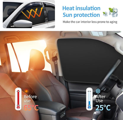 Car Window Sun Shades Curtains - Magnetic Privacy Curtains Side Window Sun Shades 100% Block Light Car Window Covers with Cooler Feeling 4Pcs, Thicken(Thickset, 4pcs)