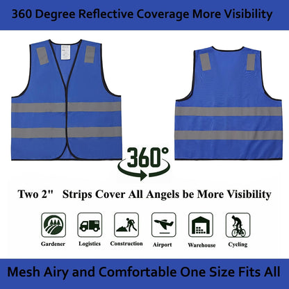 Safety Vests 10 Pack - Yellow Reflective High Visibility Construction ANSI Class 2 Work Vest for Men,Woman,Hi Vis Vest Mesh and Neon Silver Strip