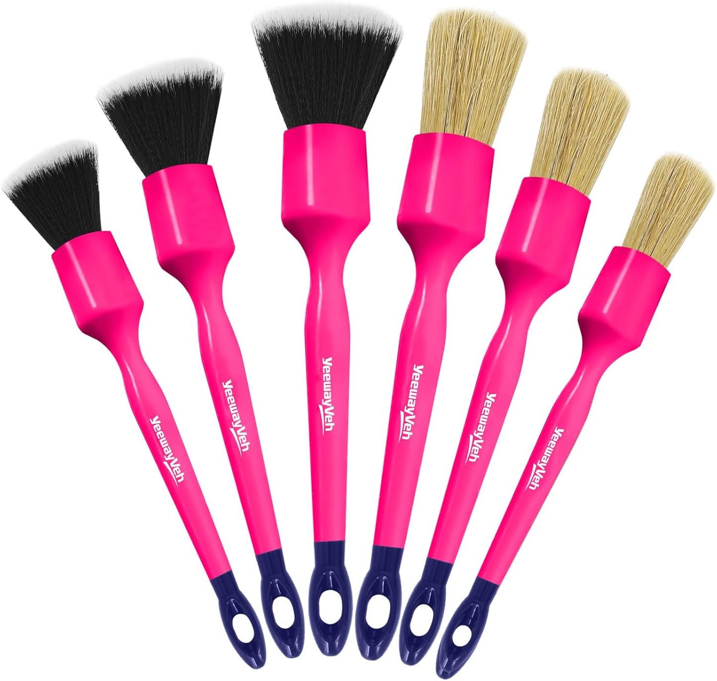YeewayVeh Car Detailing Brush Set, 3 Pack Ultra Soft Boars Hair Detailing Brushes for Leather Seat Air Vents Engine Bay, Auto Detail Brushes Car Detailing for Interior Exterior, Indigo