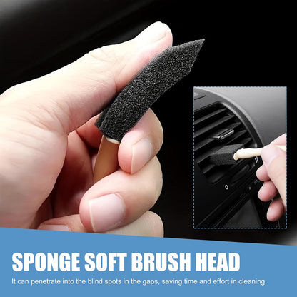 10 PCS Car Interior Detailing Brush, 1.96" Foam Paint Brushes for Car A/C Vent Clean, Soft Duster Detailing Brushes with Long Handle, Universal Interior Cleaning Tool for Cars (Black)