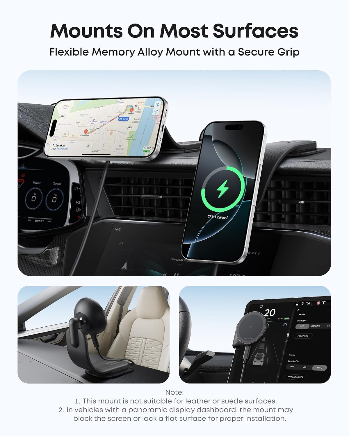 Anker Nano Magnetic Wireless Car Charger, 360° Adjustable Mount Car Charger with Detachable Pad, 15W Qi2 Certified with Alloy Bracket, Fast Charging for iPhone 17/16/15/14/13 Series (Adapter Included)