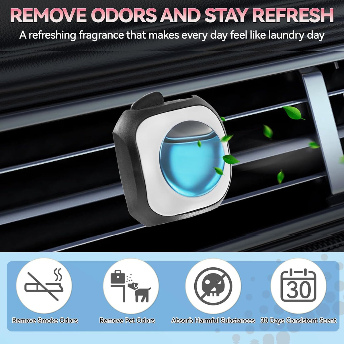 Car Air Freshener Vent Clip 6 Pack 4ml Each Up to 180 Days Long Lasting Scent Odor Eliminator for Women Men(Ocean Breeze)