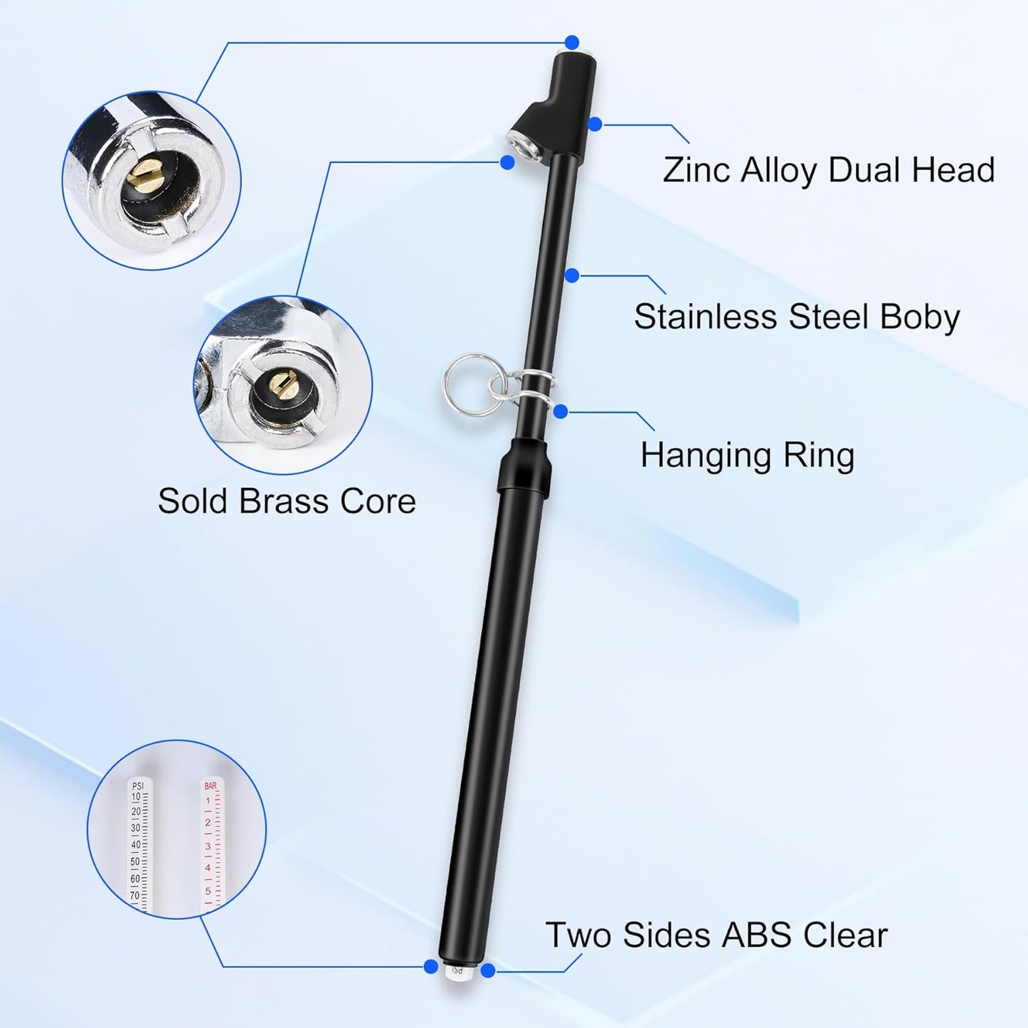 2-Pack Dual Head Tire Pressure Gauge – Heavy Duty 10-150 PSI Air Pressure Gauge with Stainless Steel Body, Metal Nozzle & Durable Plated Brass – for Cars, Trucks, Bikes, RVs & Vehicles