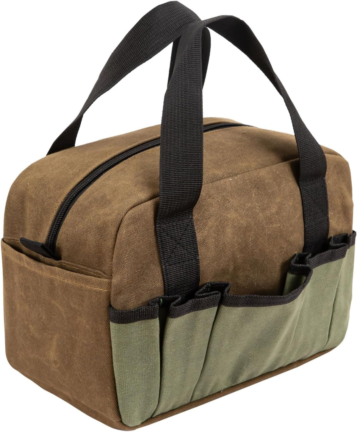 Small Tool Bag,Close Top Wide Mouth Tool Organizer Bag,Large Capacity Tool Bags for Men,Canvas Tool Storage Bag for Storage Handbag for Screwdrivers,Wrench,Pliers Hand Tools (black, 12 Inch)