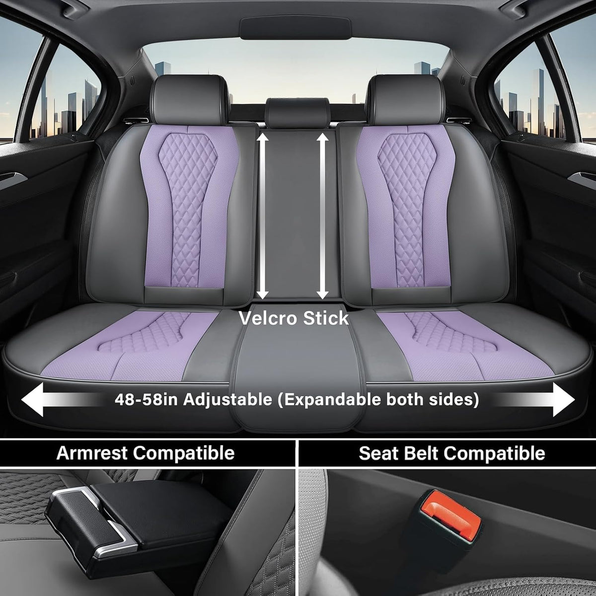 Coverado Seat Covers, Car Seat Covers Full Set, Black Car Seat Cover, Car Seat Covers Front Seats Back Seat Cover, Waterproof Car Seat Cushion, Leather Seat Covers Seat Protector Fit for Most Cars