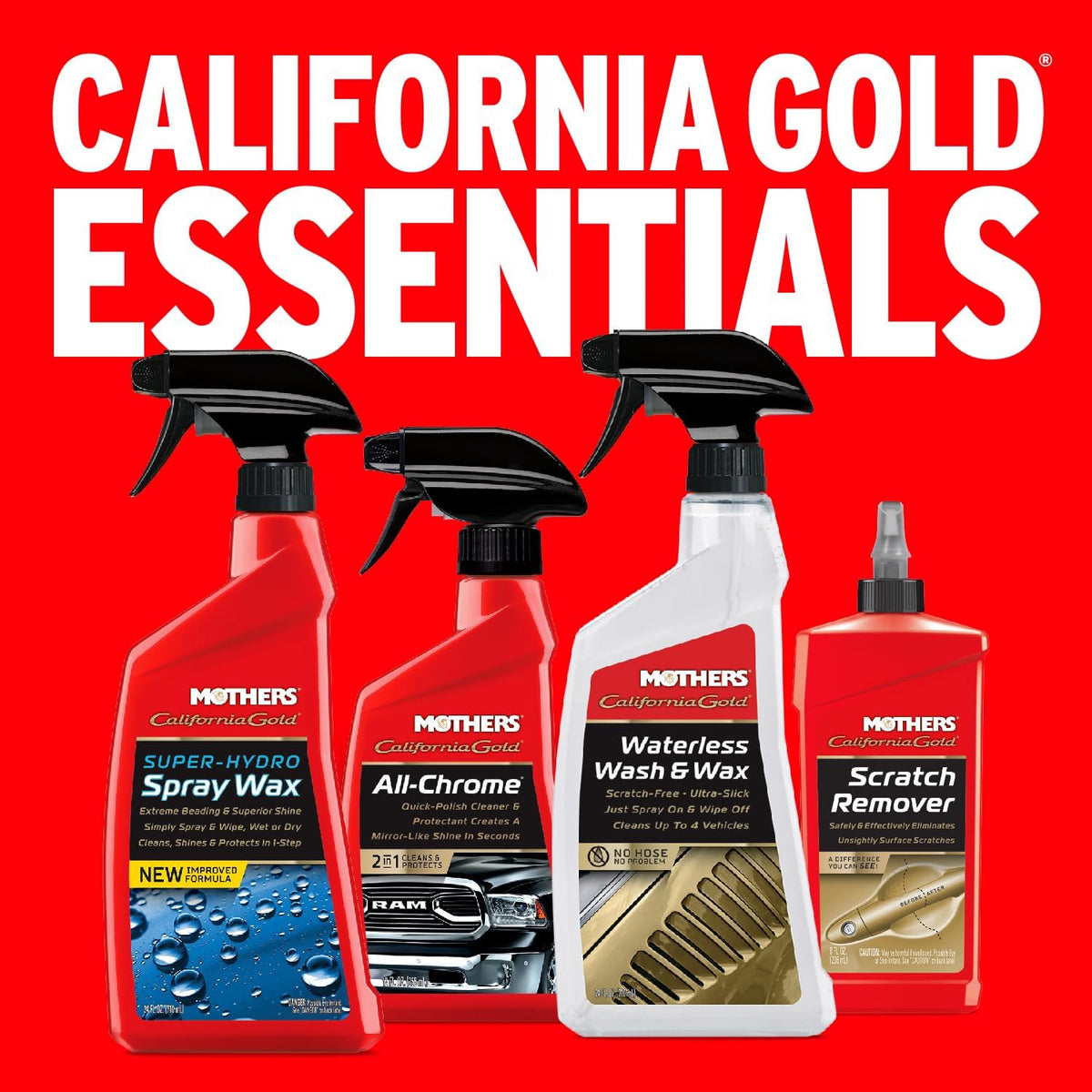 Mothers California Gold Waterless Wash & Wax, 24 oz. — Quick & Easy Car Care Without Water, Spray On & Wipe Off Ultra-Slick Formula Safely Removes Dirt & Grime Scratch-Free (05644)