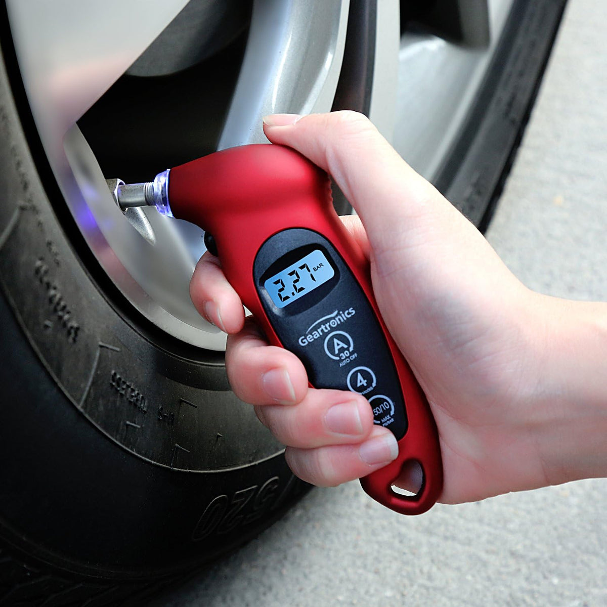 Digital Tire Pressure Gauge 150 PSI 4 Settings with Backlight LCD Tire Gauge for Cars, Motorcycles and Bikes with Non-Slip Grip, 2 Pack