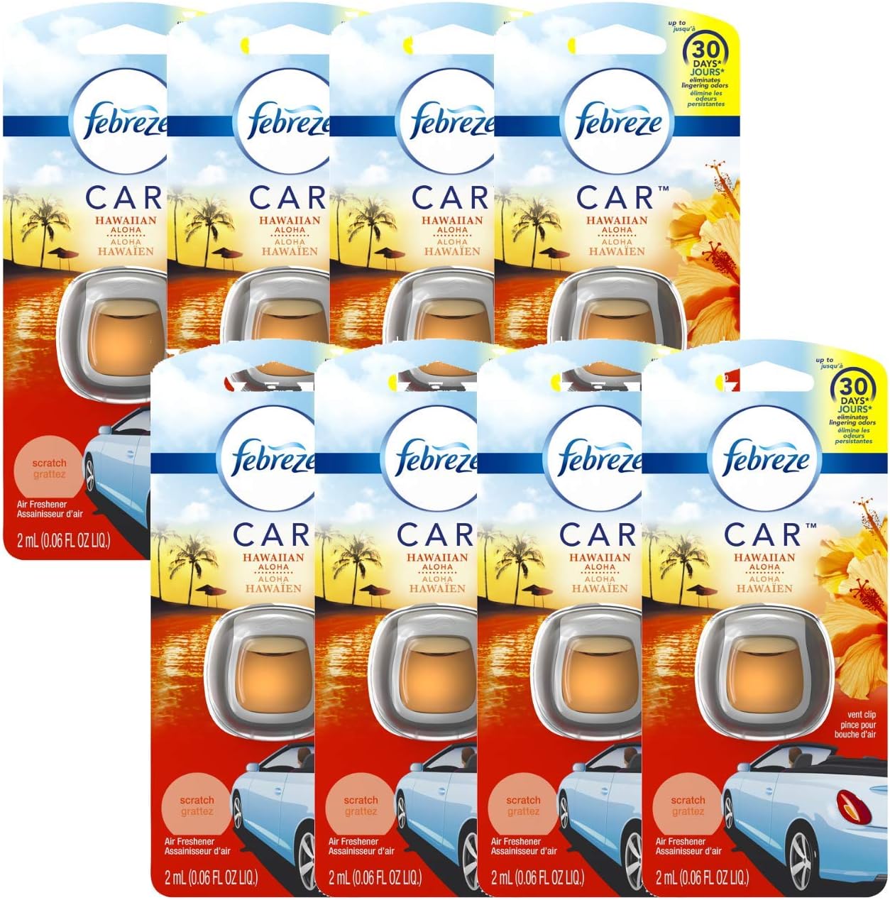 Febreze Car Air Freshener Vent Clip Platinum Ice Scent, .07 oz. Car Vent Clip, Pack of 4