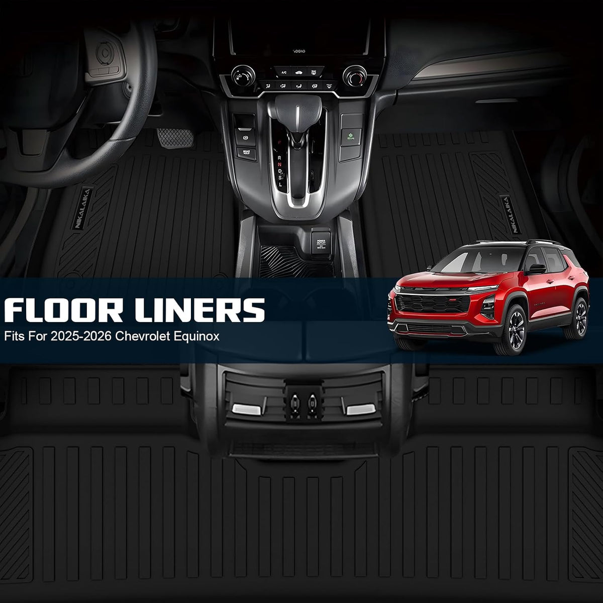 Floor Mats & Cargo Liner & Backrest Mat for 2024 2025 2026 Chevrolet/Chevy Trax All Weather Protection TPE Rubber Full Set Automotive Floor Liners Accessories, Odorless Anti-Slip, Black