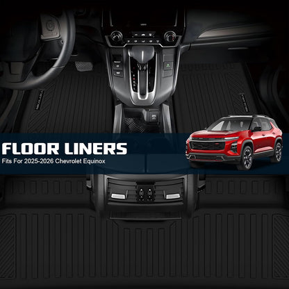 Floor Mats & Cargo Liner & Backrest Mat for 2024 2025 2026 Chevrolet/Chevy Trax All Weather Protection TPE Rubber Full Set Automotive Floor Liners Accessories, Odorless Anti-Slip, Black