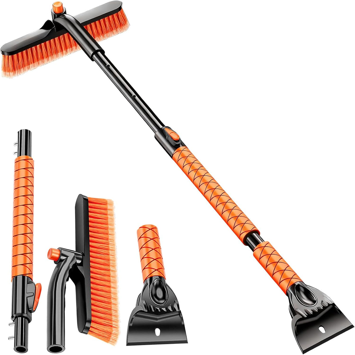 Showvigor 25" Snow Brush and Ice Scrapers for Car Windshield, 2-in-1 Detachable Design with Paint Protection, Extra Long Snow Removal Tool for Cars, Trucks, SUVs - Great for Drivers