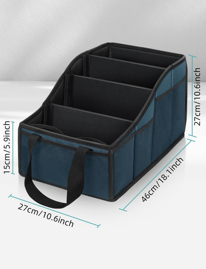 YOHOOLYO Car Seat Organizer Backseat Car Organizer with 4 Compartments, 4 Cup Holders and 7 Mesh Pockets for Front and Rear Seat, Black
