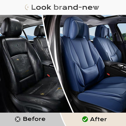 Coverado Seat Covers Full Set, Black Seat Covers for Cars 5 Seats, Car Seat Protector, Waterproof Nappa Leather Car Seat Cushion, Front and Rear Car Seat Cover Fit for Most Sedans SUV Pick-up Truck - Colors A
