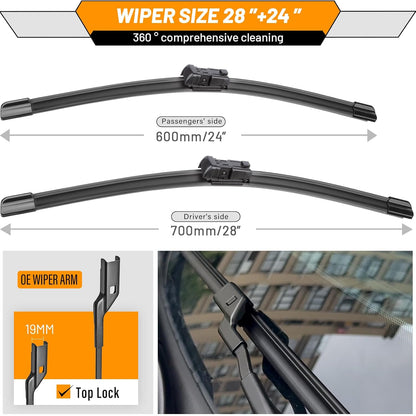AUTOBOO 26"+19" Windshield Wipers Replacement for Tesla Model 3 2017 2018 2019 2020 2021 2022 2023 2024 2025 Model Y 2020 2021 2022 2023-2025 -Original Factory Quality (Pack of 2) - Colors A