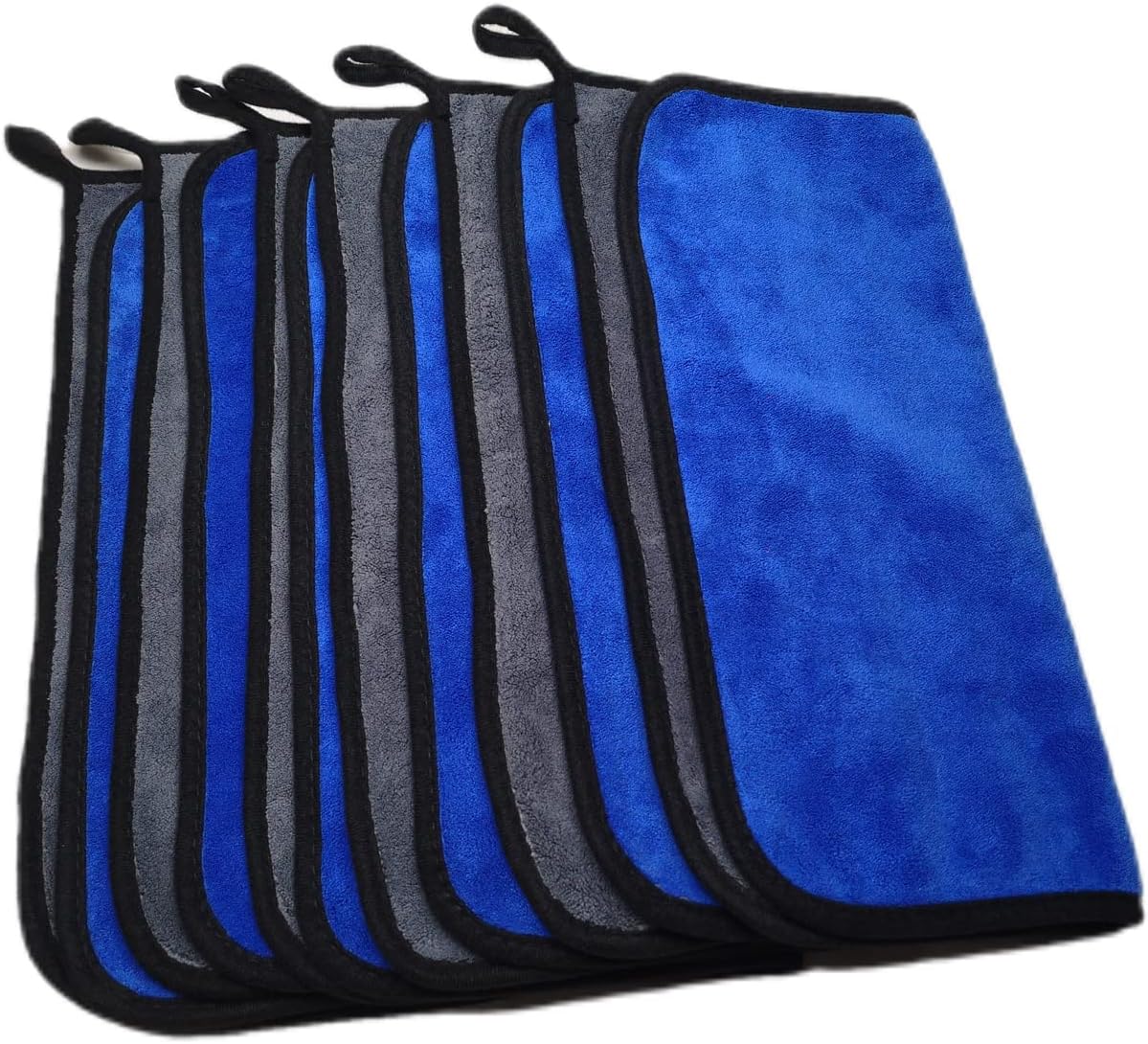 SOFTBATFY Ultrasoft, Large, Thick and Quick Drying Car Microfiber Cleaning Towel 800GSM Polishing Waxing Auto Detailing Towel Cloth (6pack,16 x 16inches) (Grey-Yellow)