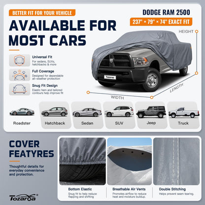 SUV Cover Waterproof All-Weather,Outdoor Full Exterior Automobiles SUV(Length 182-190 inch) with Windshield Sun Shade Universal Fit Toyota RAV4,CRV,Model Y,Q5,Size S2 (See SizeChart)