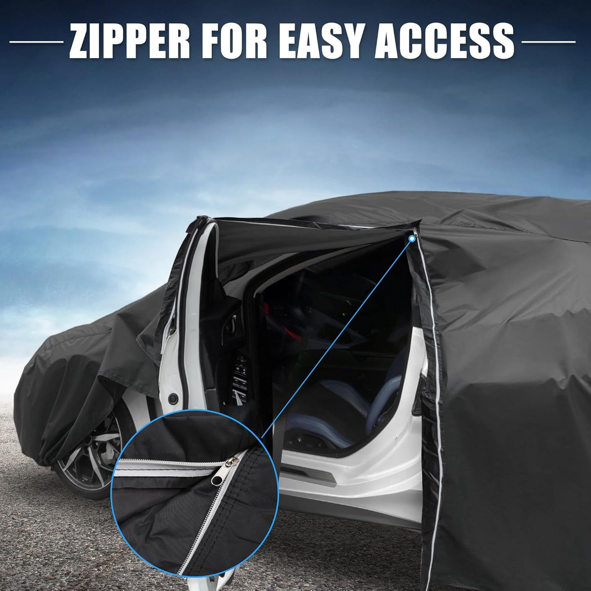 X AUTOHAUX Car Cover for Honda Civic Sedan/Coupe 210D-PU Outdoor Full Car Cover All Weather with Door Zipper for Waterproof Windproof Sun Rain Snow Protection