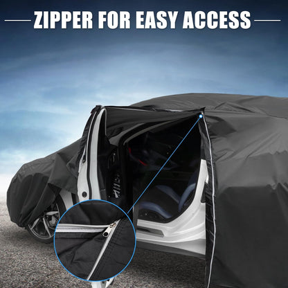 X AUTOHAUX Car Cover for Honda Civic Sedan/Coupe 210D-PU Outdoor Full Car Cover All Weather with Door Zipper for Waterproof Windproof Sun Rain Snow Protection