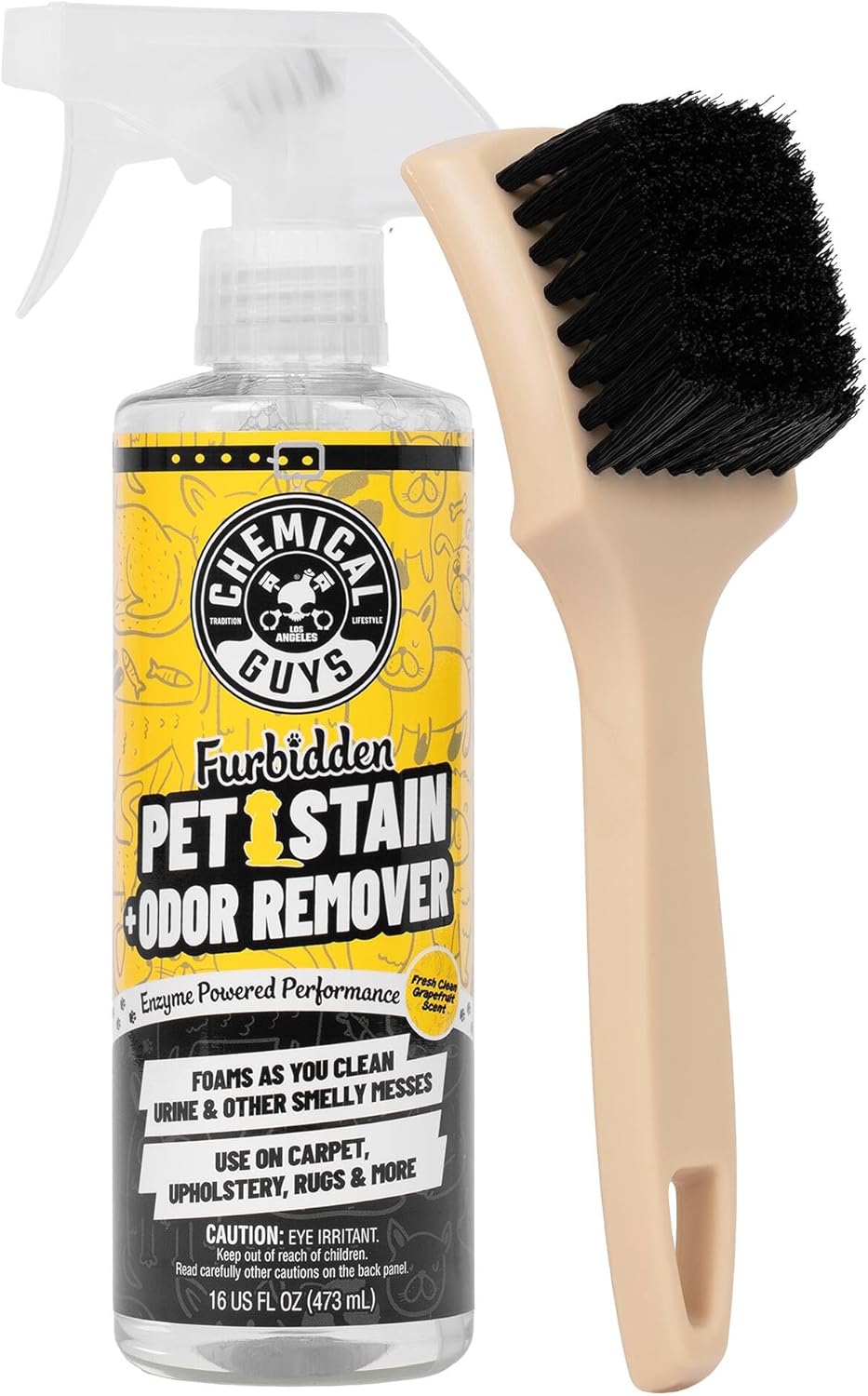 Chemical Guys Furbidden Pet Stain Remover for Car & Home, Carpet & Upholstery Cleaner, Eliminates Pet Odors & Stains from Urine & Vomit, Multi-Surface Pet Odor Neutralizer - 16 oz