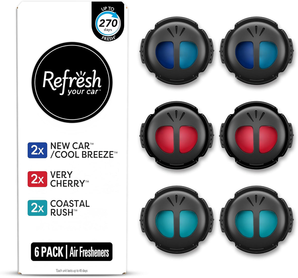Refresh Your Car! Air Freshener (Alpine Meadow/Summer Breeze Scent, 2 Pack)