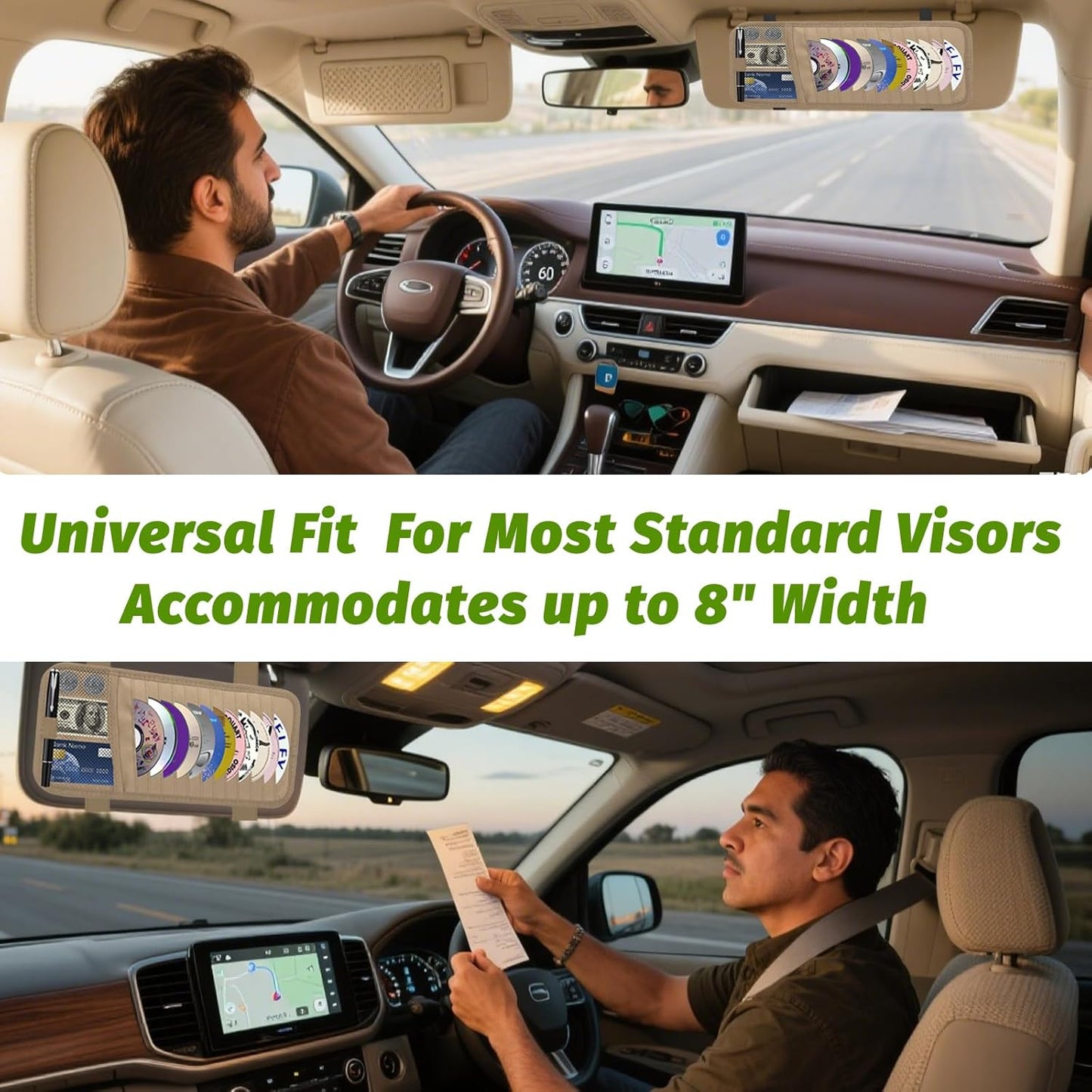 CD Visor Holder for Car, Large Capacity CD & DVD Visor Case, Vehicle Visor Storage Organizer with 12 Disc Sleeves, 1 Mesh Pocket 1 Pen Holder and & Elastic Band (Black)