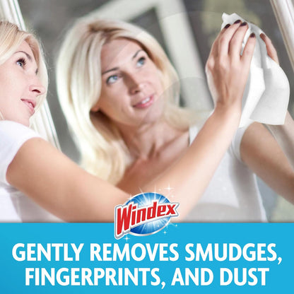 Windex Wipes Glass Cleaning, Pre-Moistened Glass and Surface Wipes to Clean Home Surfaces, Household Essentials, Original Scent, 38 Count (Pack of 1)
