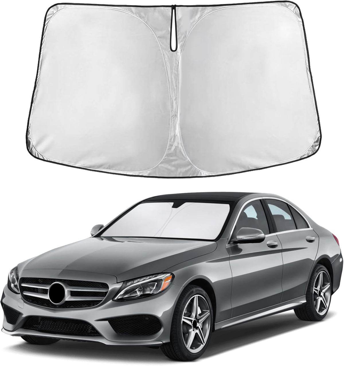 EcoNour Car Windshield Sun Shade | 2025 Upgraded Innovative No-Light-Pass Technology for Maximum Coverage | Foldable Sun Shade Keeps Your Vehicle Cool | Must-Have Car Accessories | Small (59" x 29") - Colors M