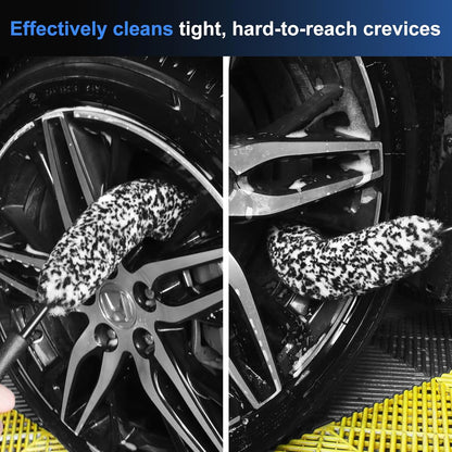 Car Wheel & Tire Brush Set, Wheel Cleaner Brush, Soft & Stiff Bristle Cleaning Brush, Wheel Brushes for Cleaning Wheels, Rim Brush for Car Body Exterior Surface, Carpet, Truck, SUV, RV, Motorcycle