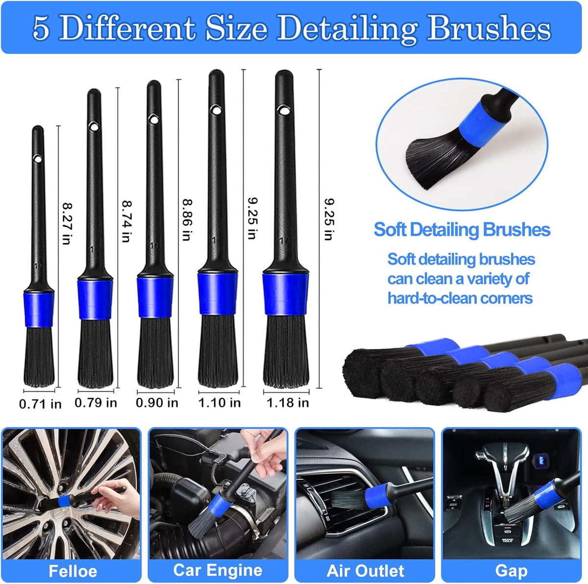 TTRCB 27Pcs Car Detailing Kit, Car Detailing Brush Set, Auto Detailing Drill Brush Set, Car Detailing Brushes, Car Wash Kit, Car Accessories, Car Cleaning Tools Kit for Interior, Exterior, Wheels