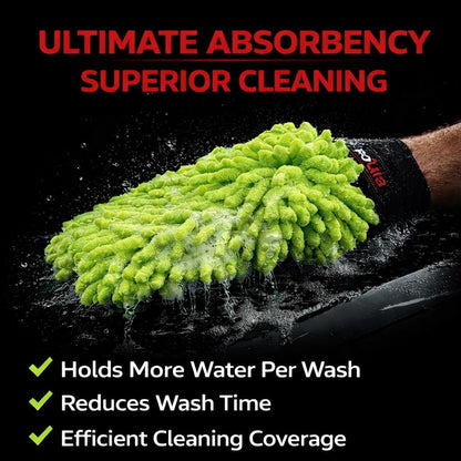 Microfiber Car Wash Mitt 2 Pack, Chenille Scratch-Free Wash Gloves, Ultra Soft, Highly Absorbent, 7.1” x 10.2”, Lint-Free, Reusable Auto Cleaning Mitt (Blue)