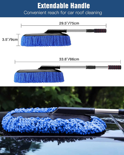 YeewayVeh Car Duster Exterior Scratch Free Microfiber Car Cleaning Brush, Extendable Handle Pollen and Dust Brush for Truck, SUV, Vehicles and Home Cleaning, Gray and Red