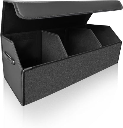 Fyzeoty Car Organizers for Trunk for Suv Sedan, Leather Storage Box,Magnetic Lid,Collapsible and Adjustable,16.5 inches